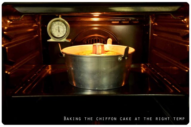 chiffon cake in the oven