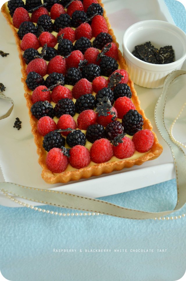 raspberry blackberry white chocolate tart